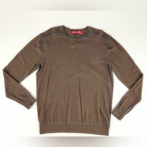 Agave Moors Hollow Brown Crewneck Sweater Blue Contrast Stitching Men’s Large